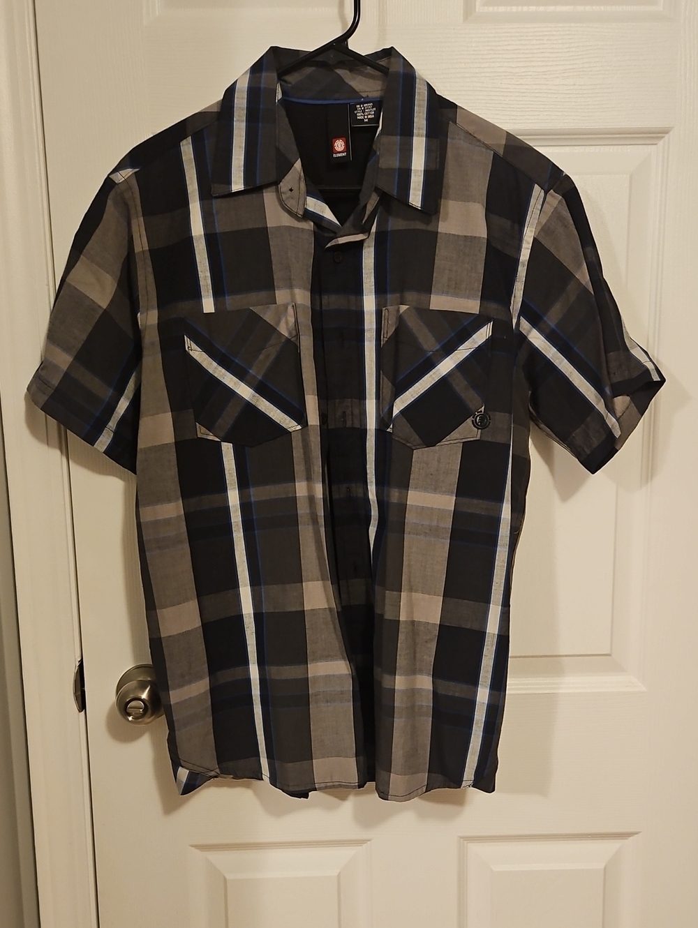 Element Men's Short-Sleeve Plaid Button-Down Shirt - Black, Gray, Blue